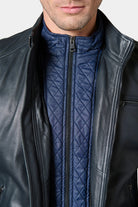 ligne jerem casual 
 ce blouson en cuir à col montant en maille, issu de la ligne jerem casual, est un indispensable pour allier style et confort. conçu en cuir de mouton, il...