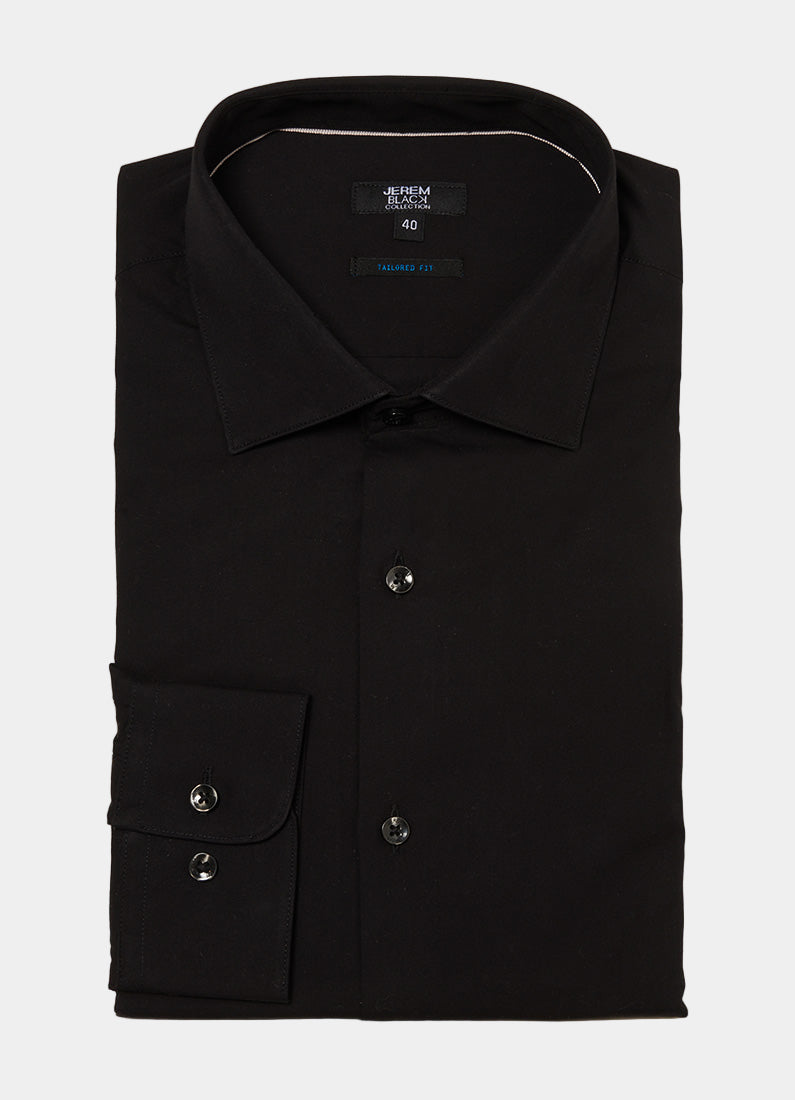 ligne jerem black 
 chemise coupe confort sans pinces au dos 
 col classique avec baleine amovible 
 poignets arrondis ajustables à deux boutons