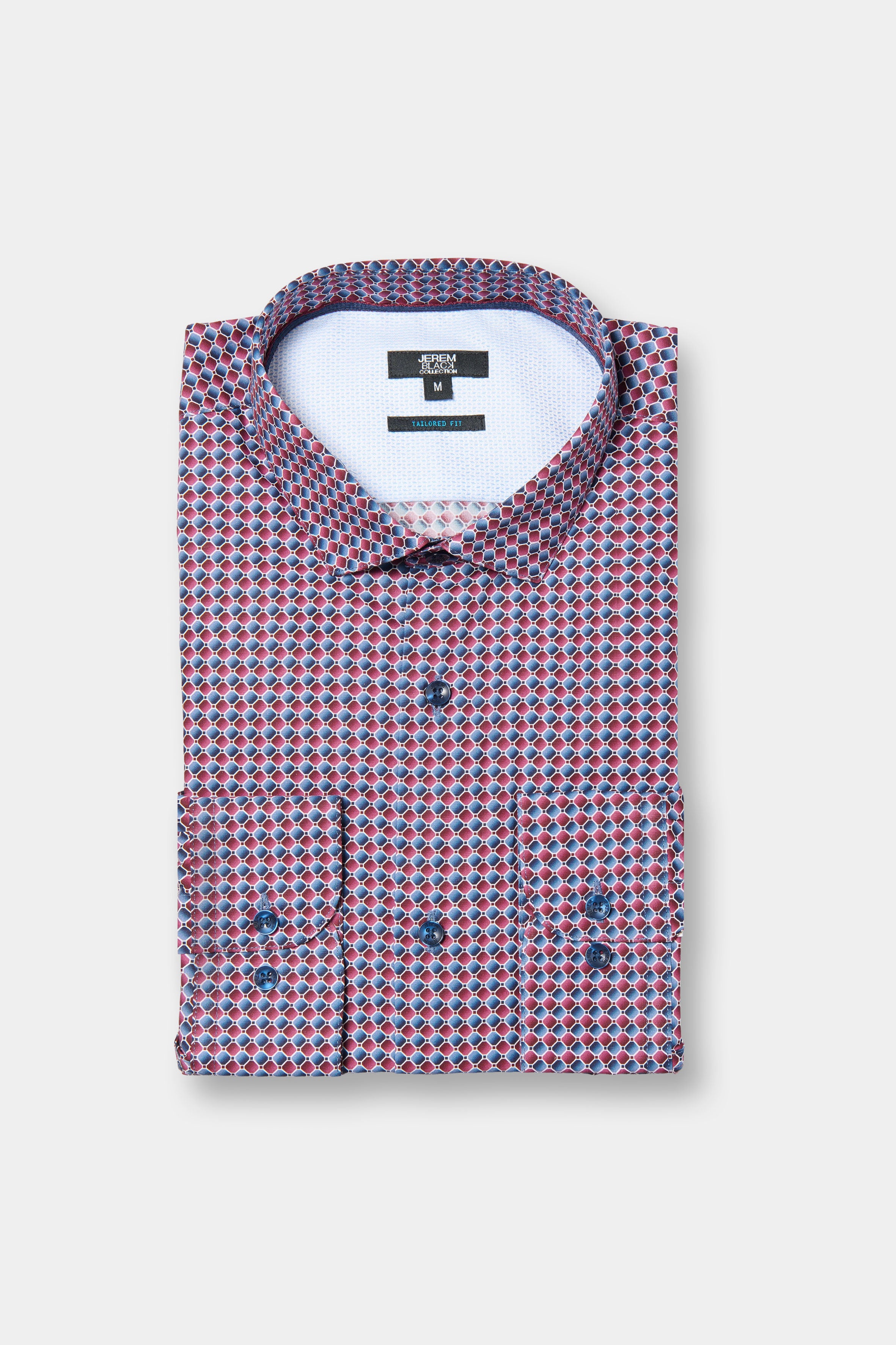 ligne jerem black 
 chemise texturée à motifs fantaisie 
 coupe ajustée avec pinces au dos 
 petit col italien avec baleine amovible 
 poignets carrés à un bouton 
 gros grai...