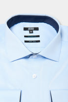 ligne jerem black   chemise bicolore texturée en coton   coupe ajustée avec pinces au dos   col semi-italien avec baleine amovible   poignets arrondis ajustables à deux bouto...