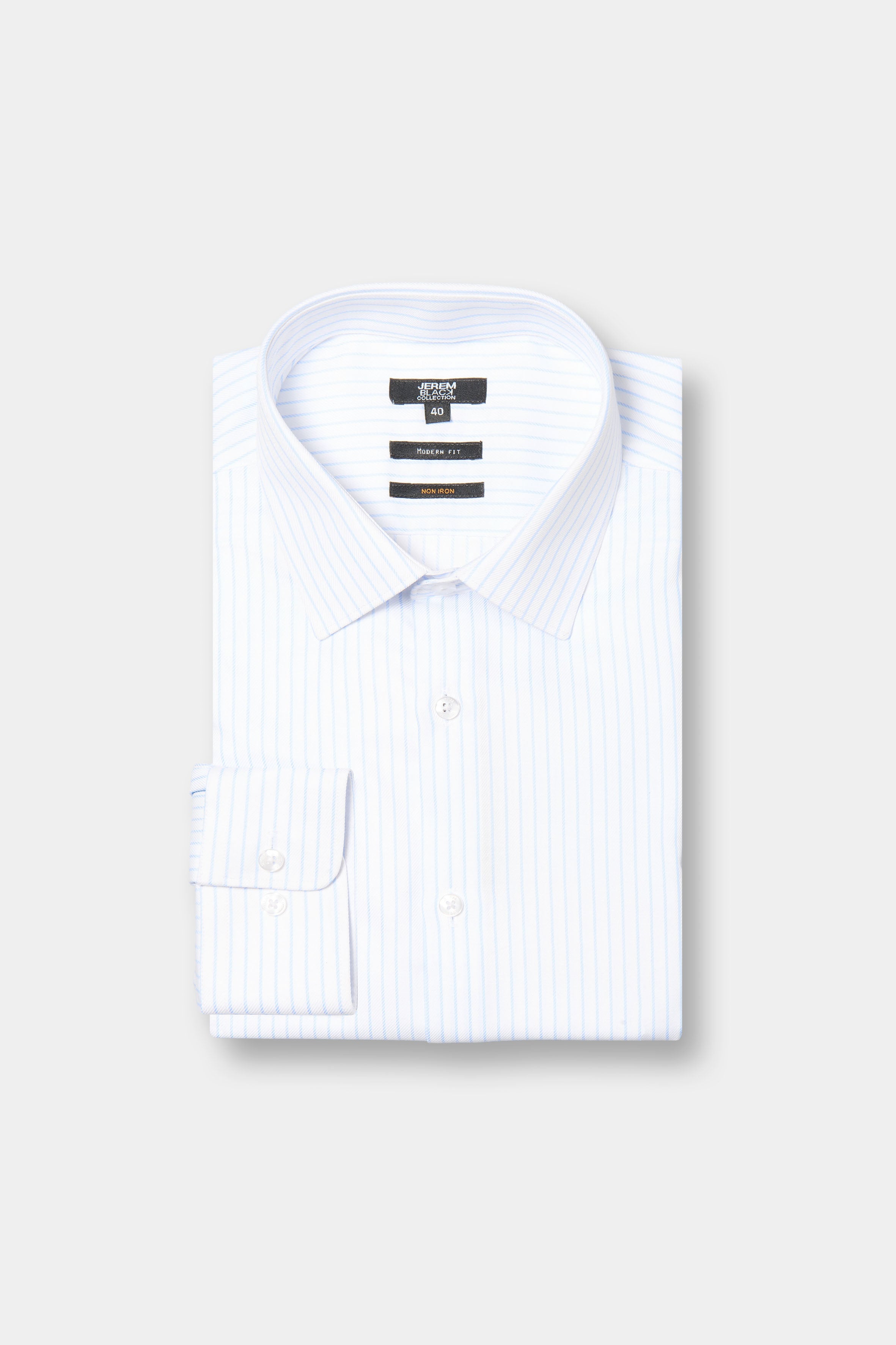 ligne jerem black 
 chemise bicolore texturée en coton 
 coupe ajustée avec pinces au dos 
 col semi-italien avec baleine amovible 
 poignets arrondis ajustables à deux bouto...