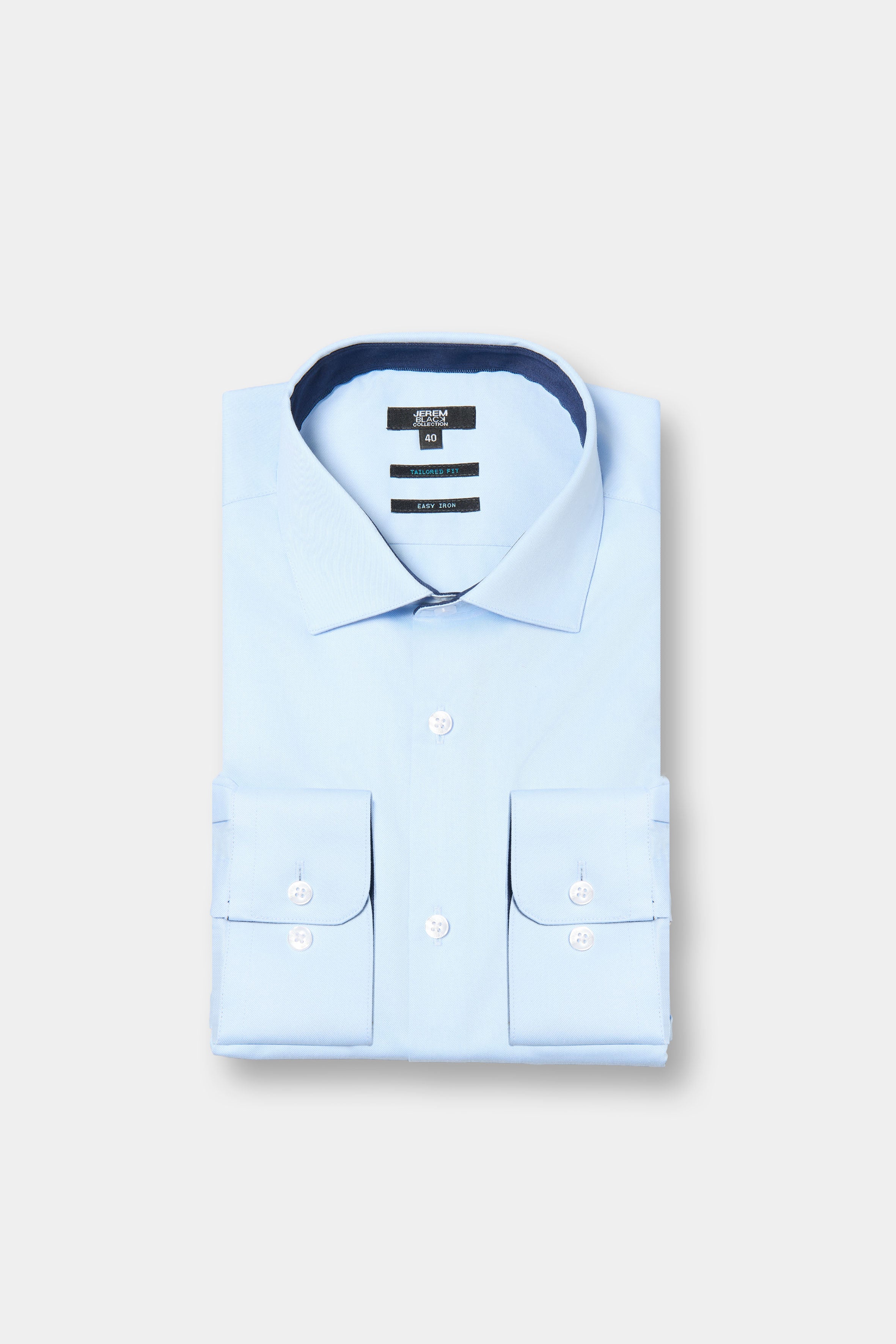 ligne jerem black   chemise bicolore texturée en coton   coupe ajustée avec pinces au dos   col semi-italien avec baleine amovible   poignets arrondis ajustables à deux bouto...