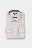 ligne jerem black   chemise bicolore texturée en coton   coupe ajustée avec pinces au dos   col semi-italien avec baleine amovible   poignets arrondis ajustables à deux bouto...