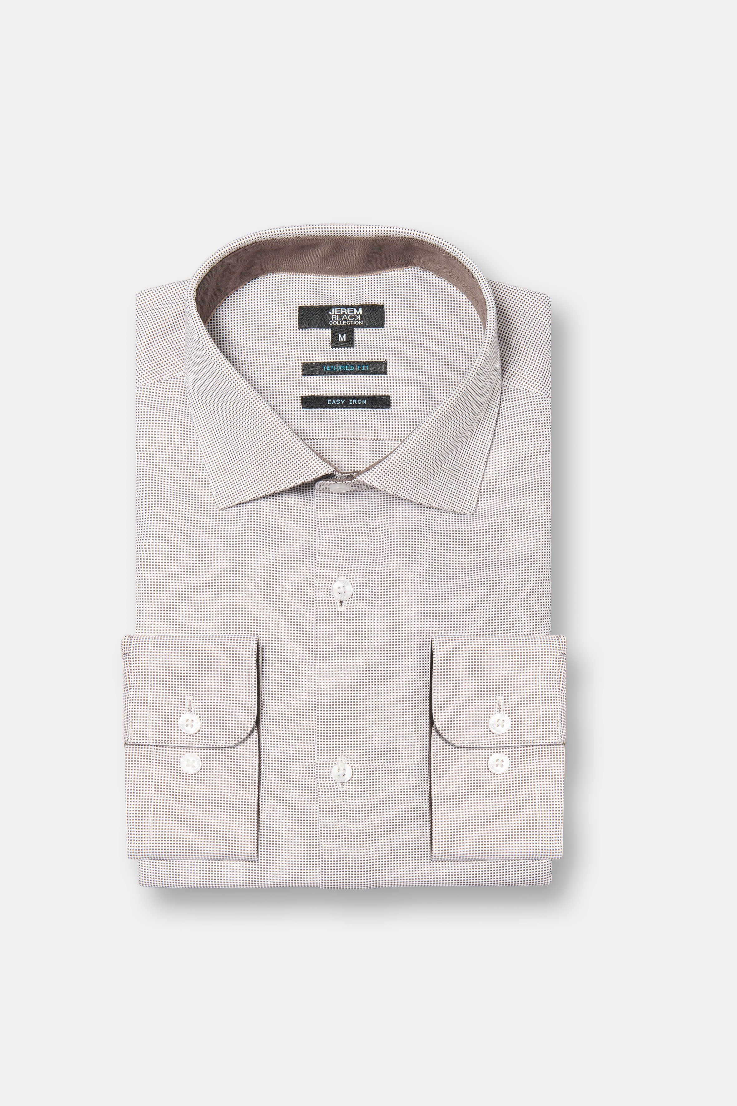 ligne jerem black   chemise bicolore texturée en coton   coupe ajustée avec pinces au dos   col semi-italien avec baleine amovible   poignets arrondis ajustables à deux bouto...